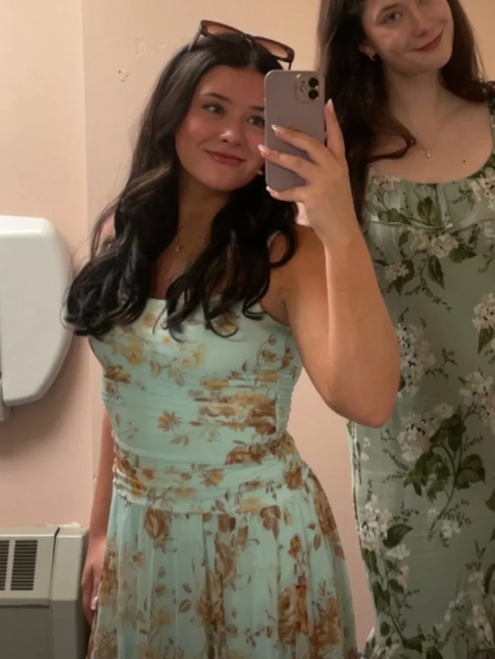 ABERCROMBIE & FITCH | Turquoise Floral Bra-Free Sheer Flowy Maxi Dress | Medium